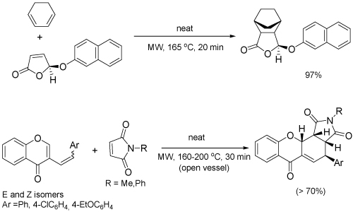 Παραδείγματα αντιδράσεων Diels–Alder.